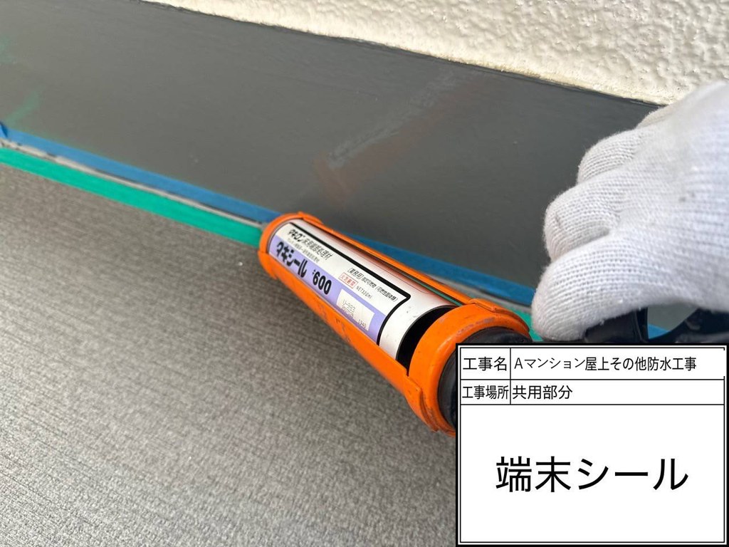 Aマンション 屋上・共用部防水工事 端末シール