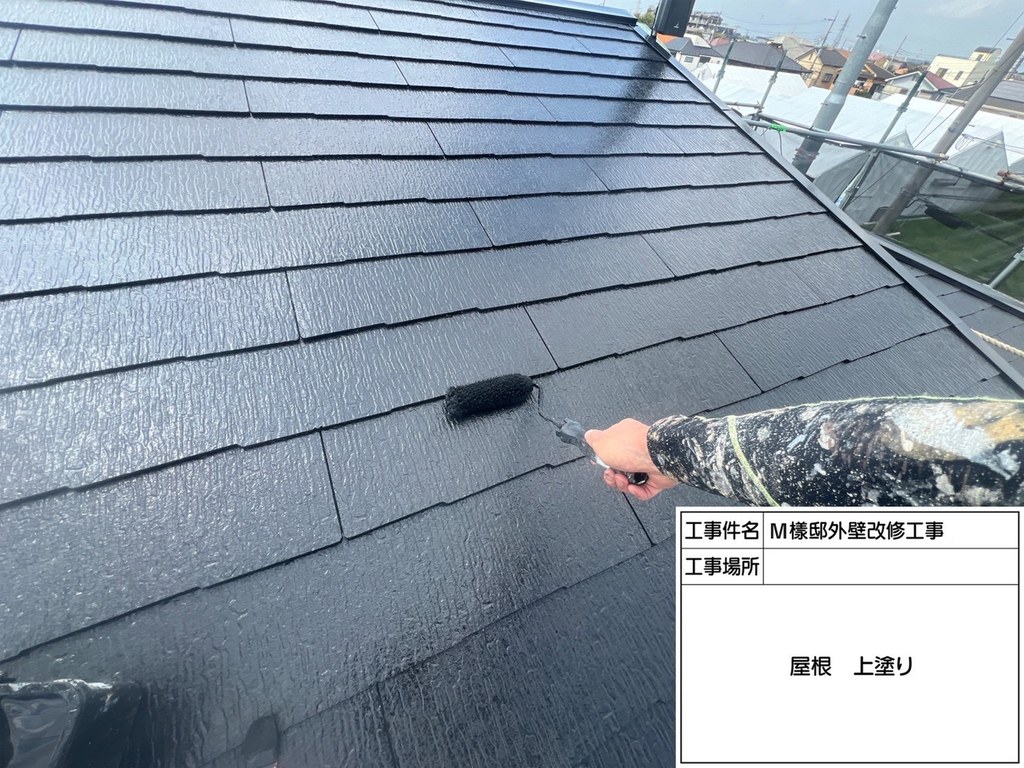 和光市 M様邸 外壁改修工事 上塗り