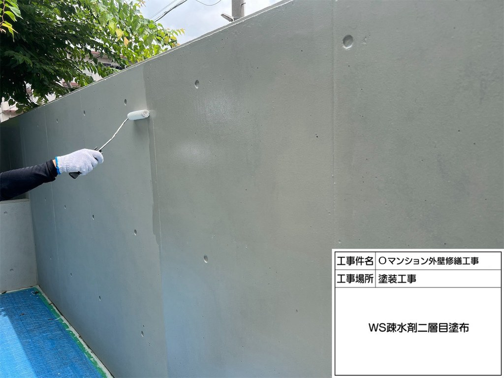 西東京市 Oマンション 外構塀改修工事 WS疎水剤 2層目